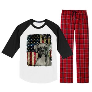 Boxer Dog 4th Of July American Flag Patriotic Raglan Sleeve Pajama Set