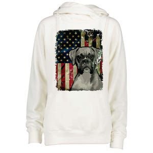 Boxer Dog 4th Of July American Flag Patriotic Womens Funnel Neck Pullover Hood