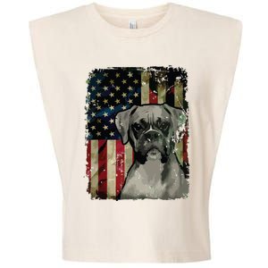 Boxer Dog 4th Of July American Flag Patriotic Garment-Dyed Women's Muscle Tee