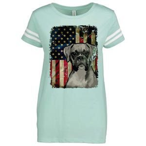 Boxer Dog 4th Of July American Flag Patriotic Enza Ladies Jersey Football T-Shirt