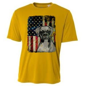 Boxer Dog 4th Of July American Flag Patriotic Cooling Performance Crew T-Shirt