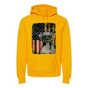 Boxer Dog 4th Of July American Flag Patriotic Premium Hoodie