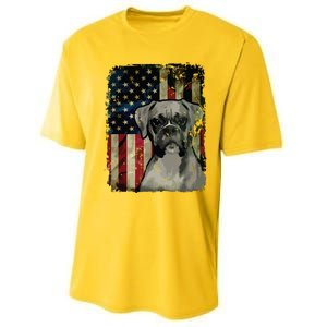 Boxer Dog 4th Of July American Flag Patriotic Performance Sprint T-Shirt