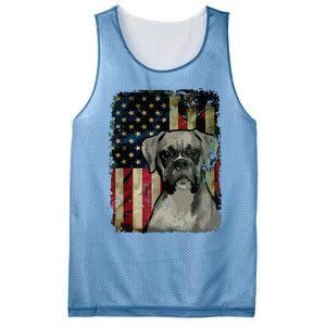 Boxer Dog 4th Of July American Flag Patriotic Mesh Reversible Basketball Jersey Tank