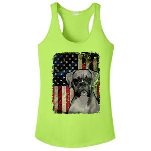 Boxer Dog 4th Of July American Flag Patriotic Ladies PosiCharge Competitor Racerback Tank