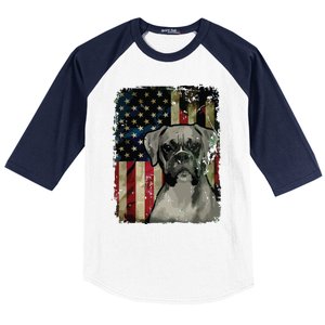 Boxer Dog 4th Of July American Flag Patriotic Baseball Sleeve Shirt