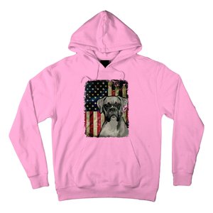 Boxer Dog 4th Of July American Flag Patriotic Hoodie