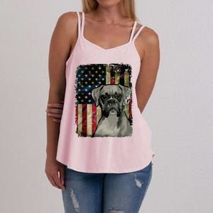 Boxer Dog 4th Of July American Flag Patriotic Women's Strappy Tank