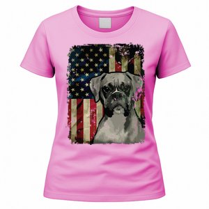 Boxer Dog 4th Of July American Flag Patriotic Women's T-Shirt