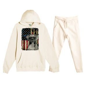 Boxer Dog 4th Of July American Flag Patriotic Premium Hooded Sweatsuit Set