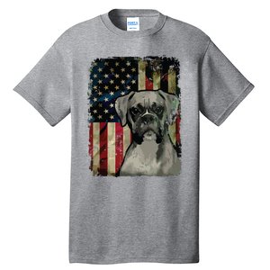 Boxer Dog 4th Of July American Flag Patriotic Tall T-Shirt