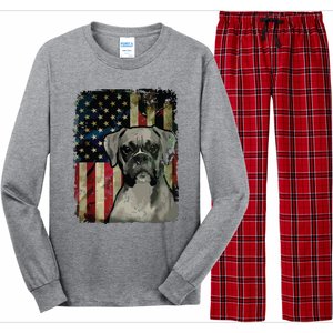 Boxer Dog 4th Of July American Flag Patriotic Long Sleeve Pajama Set