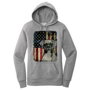 Boxer Dog 4th Of July American Flag Patriotic Women's Pullover Hoodie