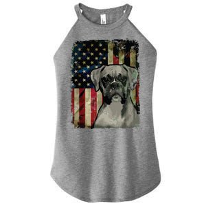 Boxer Dog 4th Of July American Flag Patriotic Women's Perfect Tri Rocker Tank