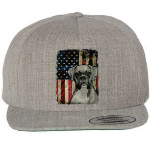 Boxer Dog 4th Of July American Flag Patriotic Wool Snapback Cap