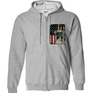 Boxer Dog 4th Of July American Flag Patriotic Full Zip Hoodie