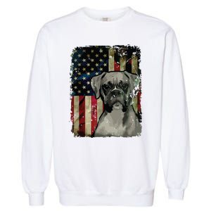 Boxer Dog 4th Of July American Flag Patriotic Garment-Dyed Sweatshirt