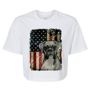 Boxer Dog 4th Of July American Flag Patriotic Bella+Canvas Jersey Crop Tee