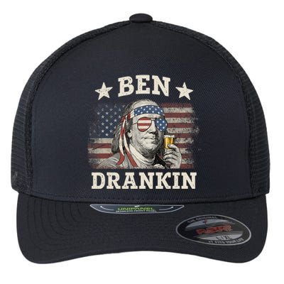 Ben Drankin 4th Of July Patriotic Funny Flexfit Unipanel Trucker Cap