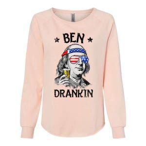 Ben Drankin 4th of July Benjamin Franklin American Flag Womens California Wash Sweatshirt