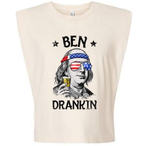 Ben Drankin 4th of July Benjamin Franklin American Flag Garment-Dyed Women's Muscle Tee