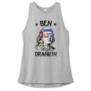 Ben Drankin 4th of July Benjamin Franklin American Flag Ladies PosiCharge Tri-Blend Wicking Tank