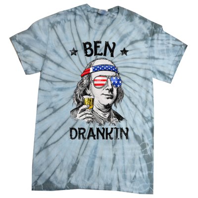 Ben Drankin 4th of July Benjamin Franklin American Flag Tie-Dye T-Shirt