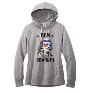 Ben Drankin 4th of July Benjamin Franklin American Flag Women's Fleece Hoodie