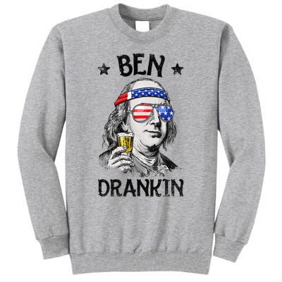 Ben Drankin 4th of July Benjamin Franklin American Flag Tall Sweatshirt