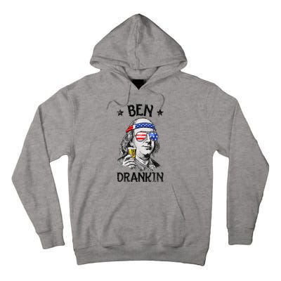 Ben Drankin 4th of July Benjamin Franklin American Flag Tall Hoodie