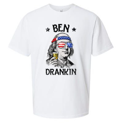 Ben Drankin 4th of July Benjamin Franklin American Flag Sueded Cloud Jersey T-Shirt