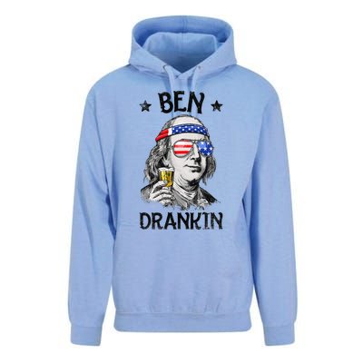 Ben Drankin 4th of July Benjamin Franklin American Flag Unisex Surf Hoodie