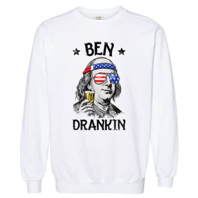 Ben Drankin 4th of July Benjamin Franklin American Flag Garment-Dyed Sweatshirt