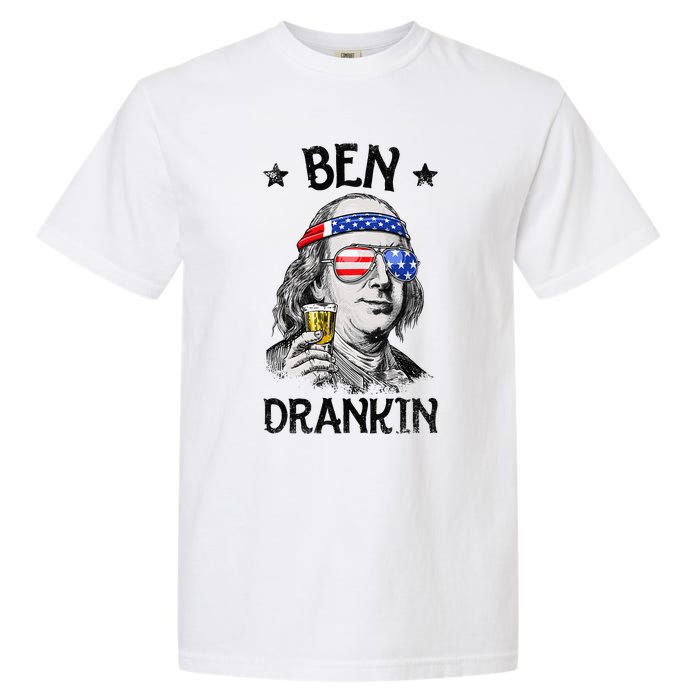 Ben Drankin 4th of July Benjamin Franklin American Flag Garment-Dyed Heavyweight T-Shirt