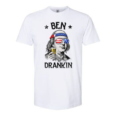 Ben Drankin 4th of July Benjamin Franklin American Flag Softstyle CVC T-Shirt