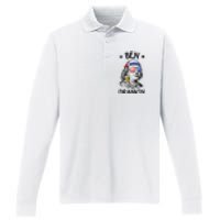 Ben Drankin 4th of July Benjamin Franklin American Flag Performance Long Sleeve Polo