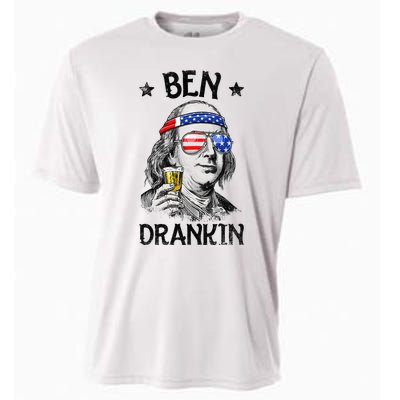 Ben Drankin 4th of July Benjamin Franklin American Flag Cooling Performance Crew T-Shirt