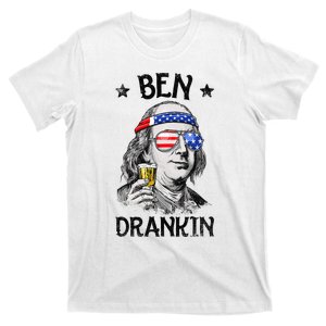 Ben Drankin 4th of July Benjamin Franklin American Flag T-Shirt