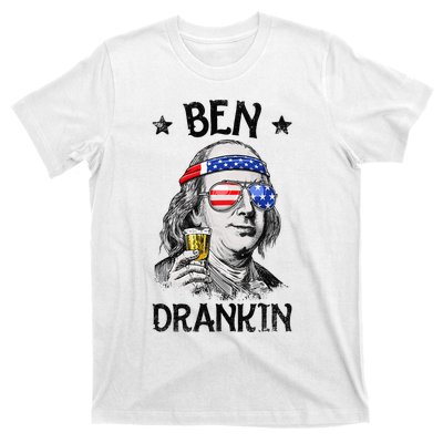 Ben Drankin 4th of July Benjamin Franklin American Flag T-Shirt