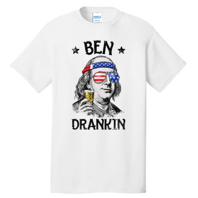 Ben Drankin 4th of July Benjamin Franklin American Flag Tall T-Shirt