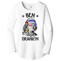 Ben Drankin 4th of July Benjamin Franklin American Flag Women's Perfect Tri Tunic Long Sleeve Shirt