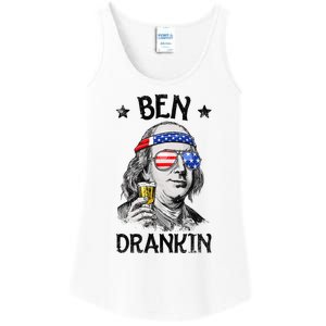 Ben Drankin 4th of July Benjamin Franklin American Flag Ladies Essential Tank