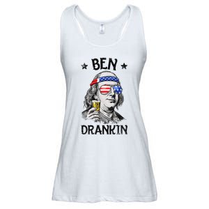 Ben Drankin 4th of July Benjamin Franklin American Flag Ladies Essential Flowy Tank