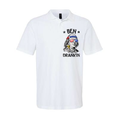 Ben Drankin 4th of July Benjamin Franklin American Flag Softstyle Adult Sport Polo