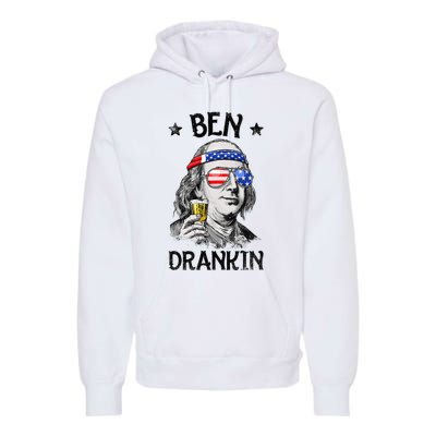 Ben Drankin 4th of July Benjamin Franklin American Flag Premium Hoodie