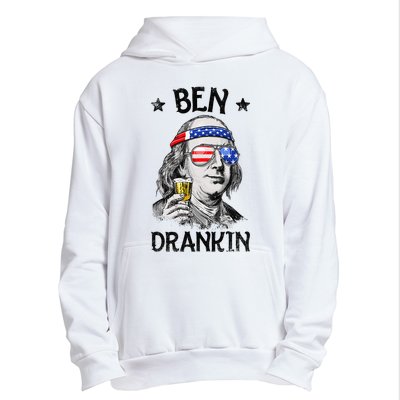 Ben Drankin 4th of July Benjamin Franklin American Flag Urban Pullover Hoodie