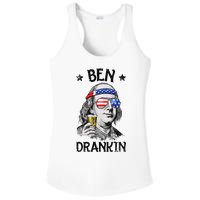 Ben Drankin 4th of July Benjamin Franklin American Flag Ladies PosiCharge Competitor Racerback Tank