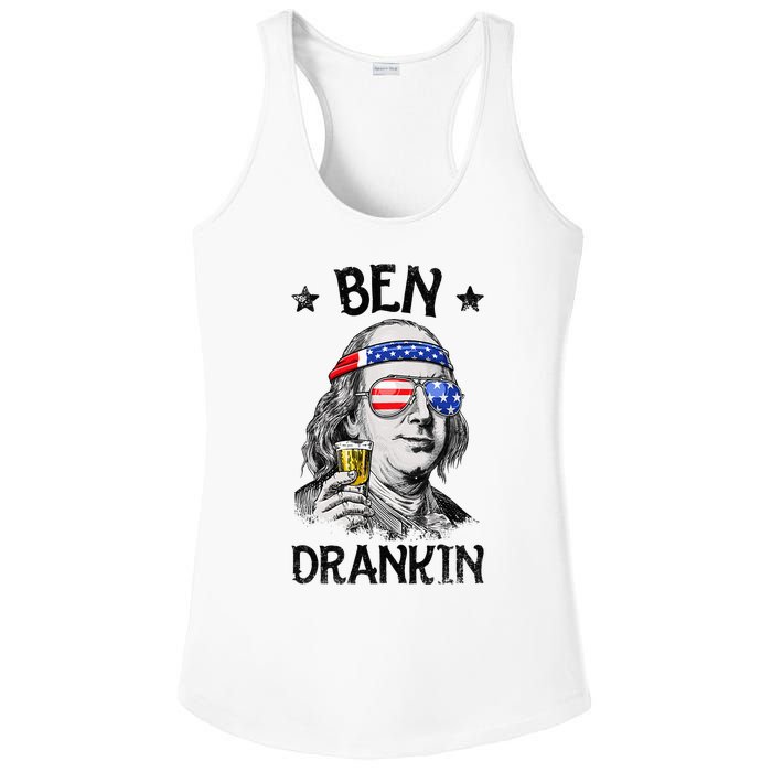 Ben Drankin 4th of July Benjamin Franklin American Flag Ladies PosiCharge Competitor Racerback Tank