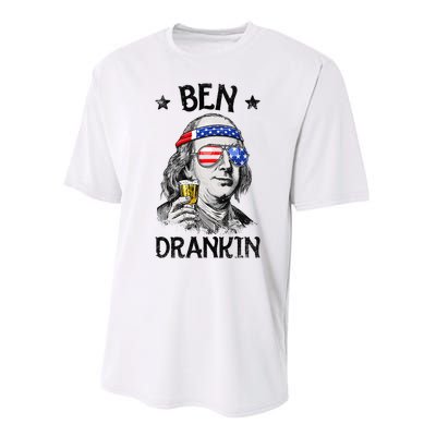 Ben Drankin 4th of July Benjamin Franklin American Flag Performance Sprint T-Shirt