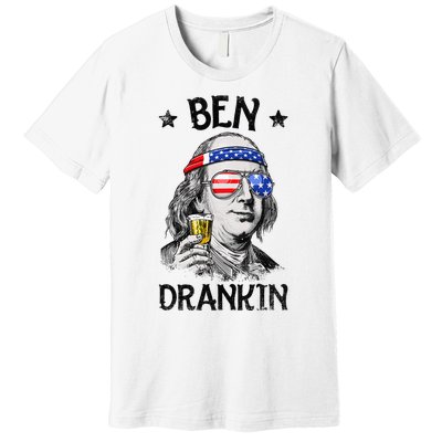 Ben Drankin 4th of July Benjamin Franklin American Flag Premium T-Shirt